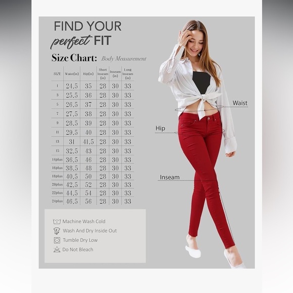 Hybrid & Company Women's Butt Lift Stretch Denim Jeans RED size 13 - Picture 4 of 9